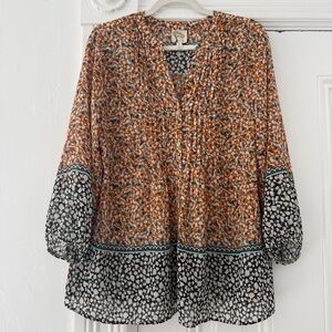 Fig and Flower Multicolor Sheer Floral Blouse